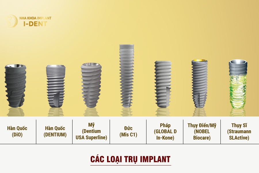 Các loại trụ Implant phổ biến hiện nay