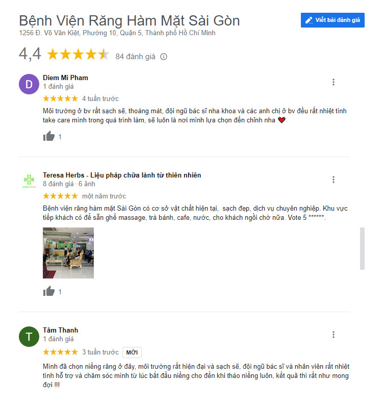 Review khách hàng đã làm răng tại Bệnh viện Răng Hàm Mặt Sài Gòn  (Ảnh từ google)