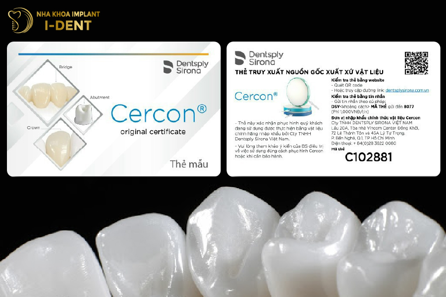 Thẻ bảo hành Cercon chính hãng tại Nha khoa I-DENT