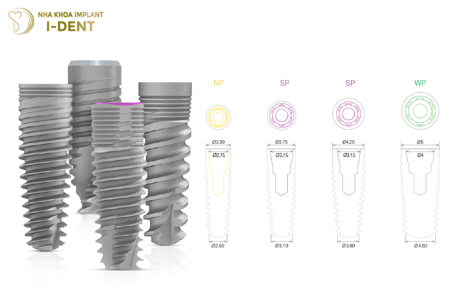 Trụ Implant Đức có kích thước và chiều cao đa dạng