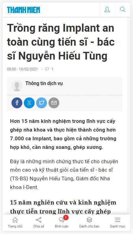 Báo chí nói về Nha Khoa I-DENT