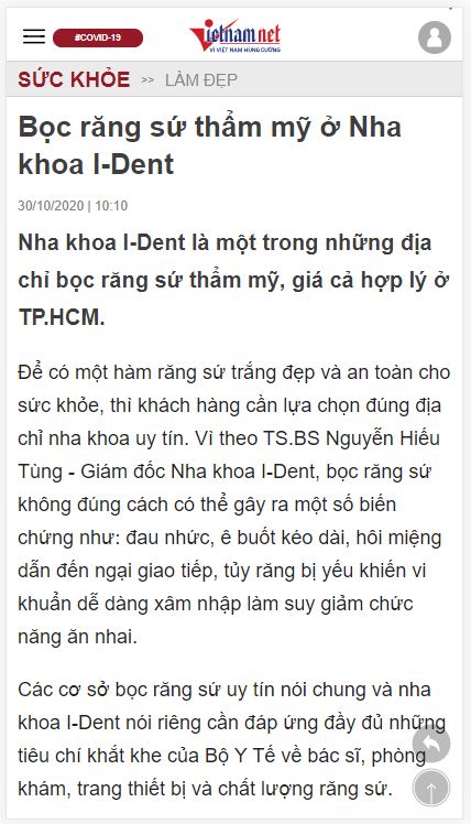 Báo chí nói về Nha Khoa I-DENT